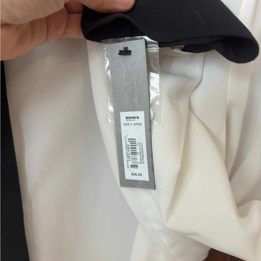 Classical Minimalist Cream Black Work Blouse - Picture 4 of 6